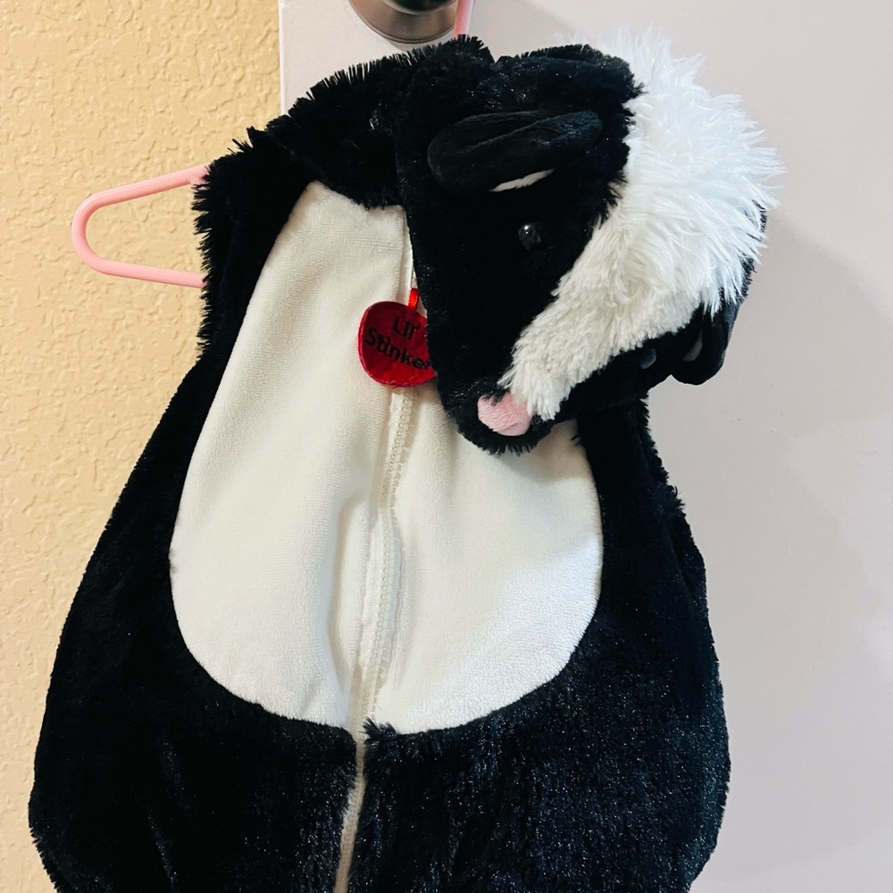 Plush Black and White Skunk Costume for Kids